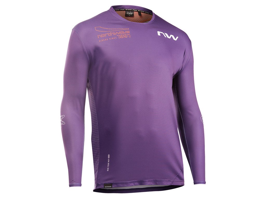 Northwave - Edge 2 LS - Cykeltrøje - Lange Ærmer - Mørk Lilla/Orange - XXXXL