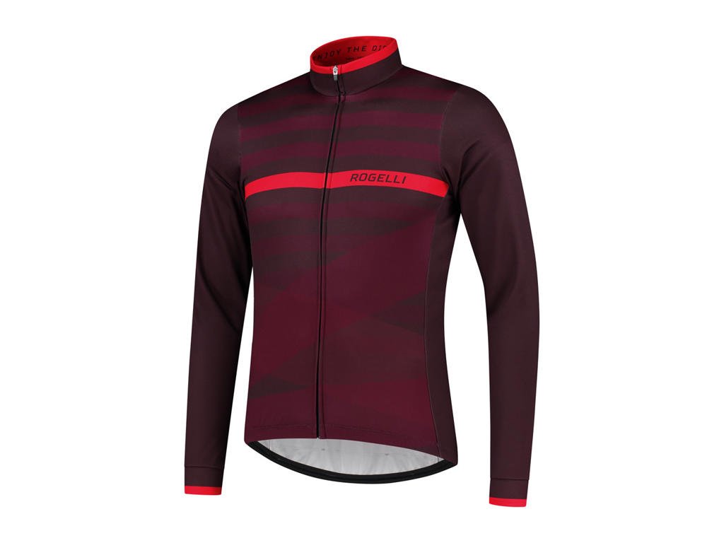 Rogelli Stripe - Cykeltrøje - Lange ærmer - Bordeaux lilla rød - Str. XL