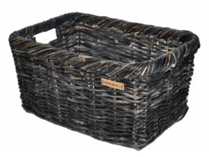 Basil Noir L - Cykelkurv i flet - Til for og bag - Sort