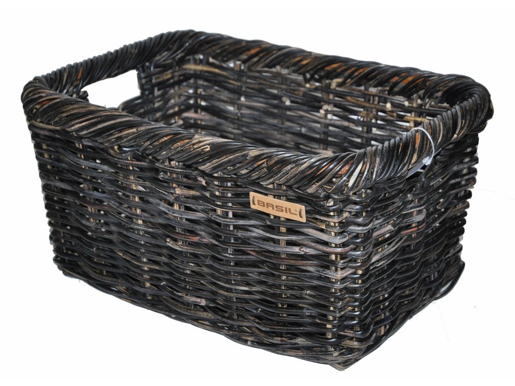 Basil Noir L - Cykelkurv i flet - Til for og bag - Sort