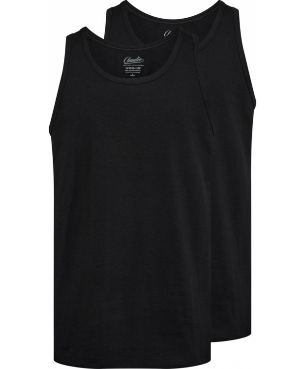 Claudio 2-pak bomuld undertrøje i sort til herre