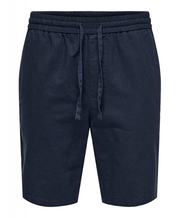ONLY & SONS shorts i bomuld-hør blanding i navy til herre