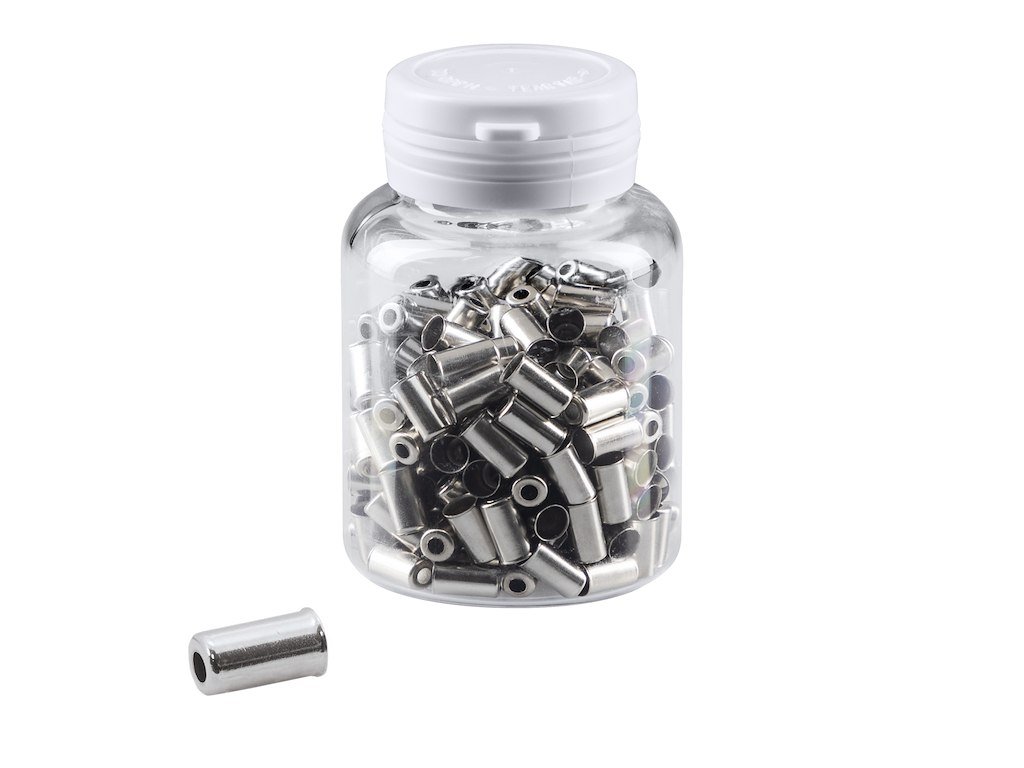 FORCE kabel ender til 5 mm bremsekabel 200 stk. i aluminium sølv