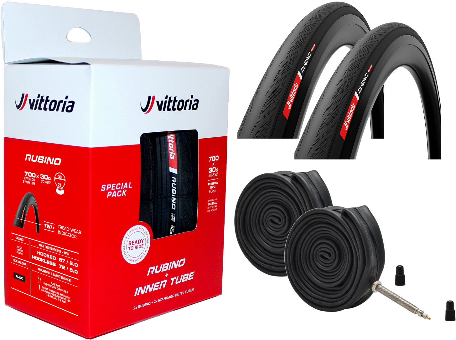 Continental Road Rubino V TP 700x28c/30c G2 Sampak (2 dæk + 2 slanger) - Black