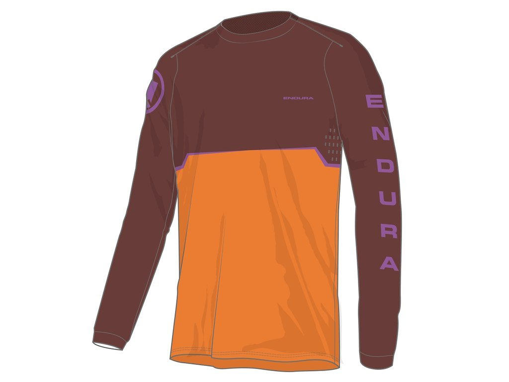 Endura Core Printed Jersey - Cykeltrøje - Lange ærmer - End Orange - Str. 3XL