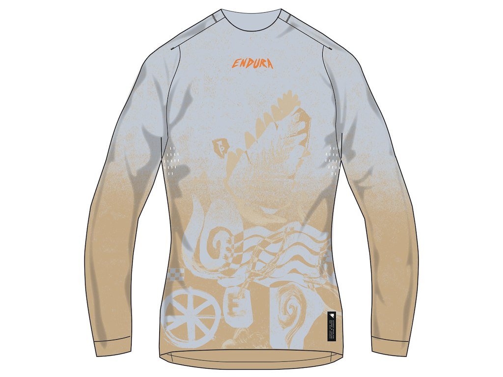 Endura SingleTrack Printed Jersey - Cykeltrøje - Lange ærmer - Dame - Aero Blue - Str. S