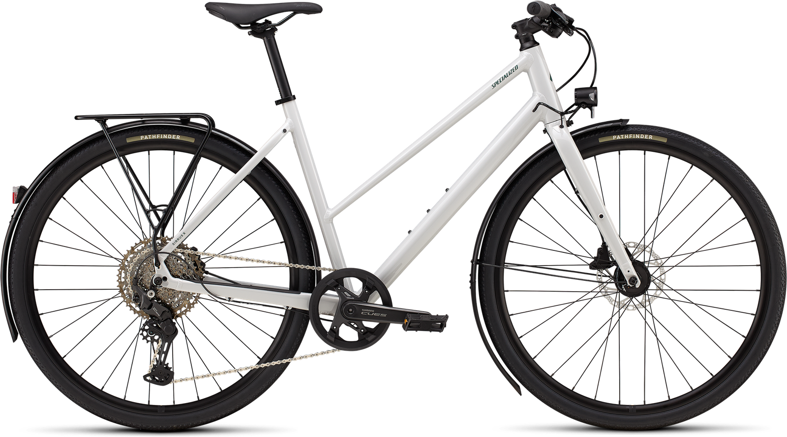 Specialized Sirrus X 3.0 Step-Through EQ 2027 - Gloss Dove Grey / Metallic Pine