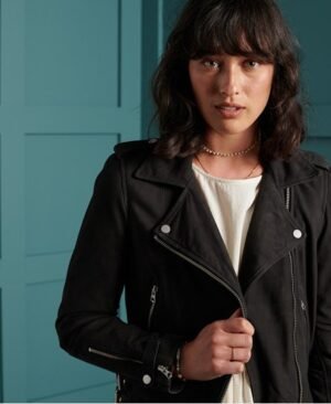 Superdry Klassisk bikerjakke i ruskind