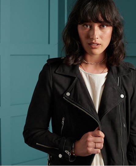 Superdry Klassisk bikerjakke i ruskind