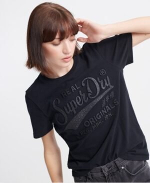 Superdry Præget Real Original T-shirt med glitter Superdry Præget Real Original T-shirt med glitter