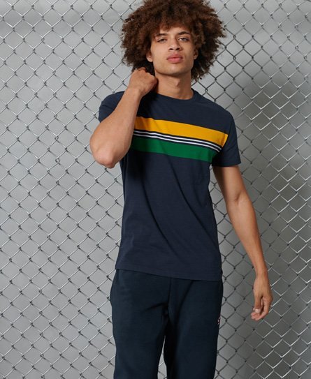 Superdry R & P T-shirt i økologisk bomuld med striber på brystet