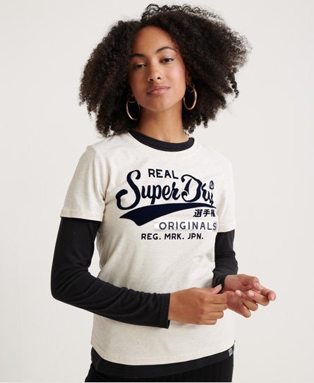 Superdry Real Originals T-shirt med fløjlsblødt logo