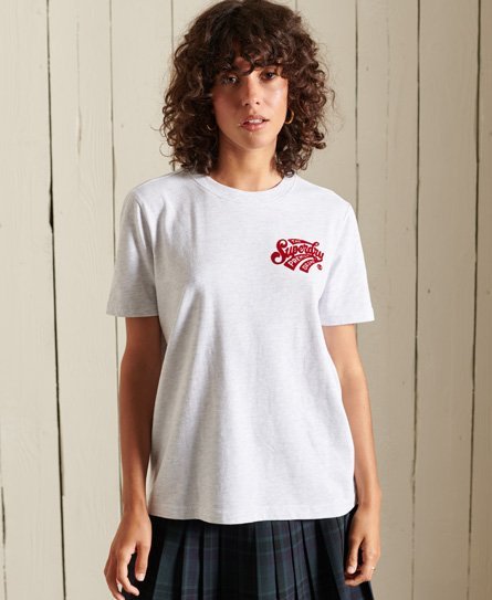 Superdry Script Style College T-shirt med velourdesign