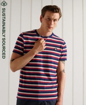Superdry Stribet Collegiate T-shirt i økologisk bomuld med applikation