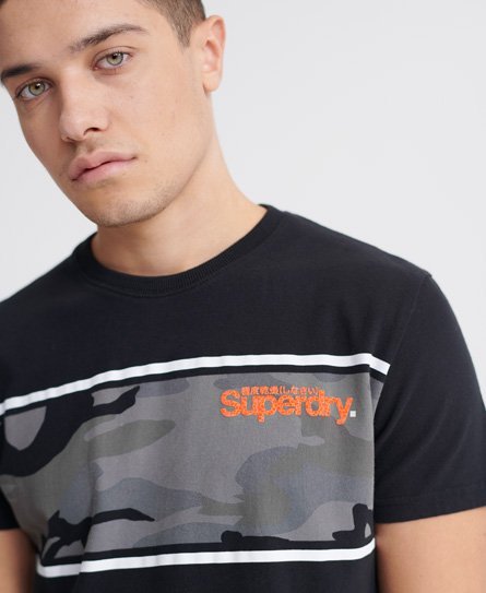 Superdry Stribet Core Logo T-shirt med camouflagedesign