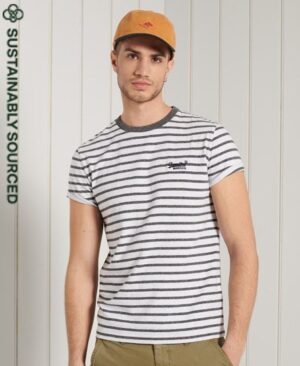Superdry Stribet Orange Label T-shirt i økologisk bomuld