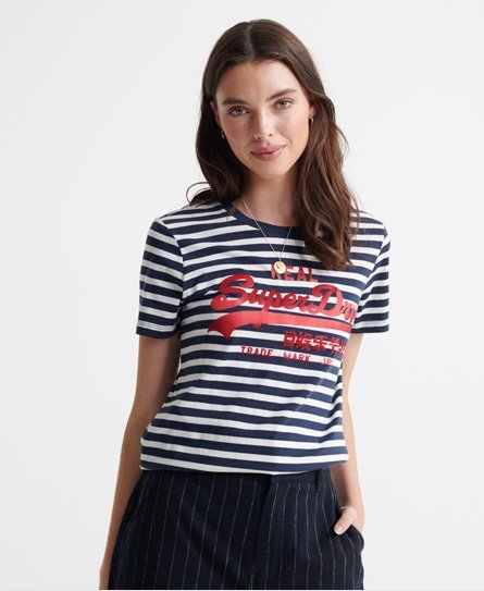Superdry Stribet Vintage Logo T-shirt med satin