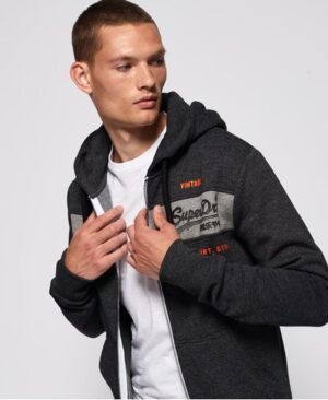 Superdry Sweat Shirt Shop Magma Panel hættetrøje med lynlås
