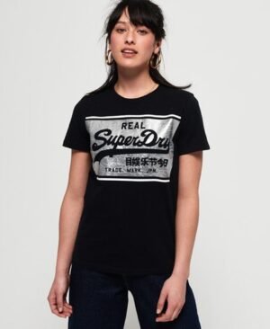 Superdry Tekstureret Vintage Logo T-shirt med firkantet folieprint