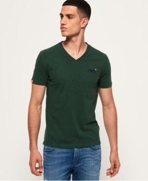 Superdry Vintage T-shirt i økologisk bomuld med V-hals og broderi