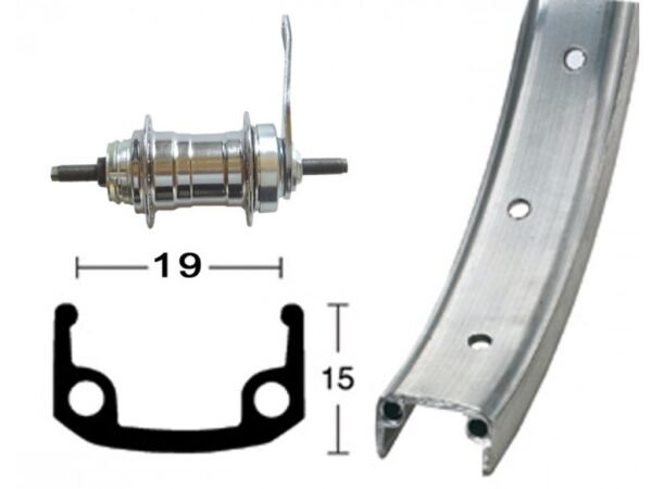 Baghjul 1 gear 18 tommer