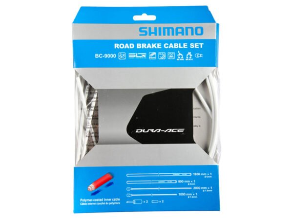 Shimano Dura Ace Bremsekabelsæt - Road Polymer - For-og bagbremsekabel komplet - Hvid