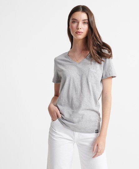 Superdry Essential T-shirt med V-hals, fremstillet i økologisk bomuld